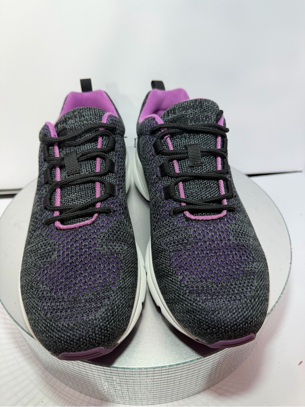 Propet Black and Purple Knit Slip-On Walking Sneakers size 8 NWOT